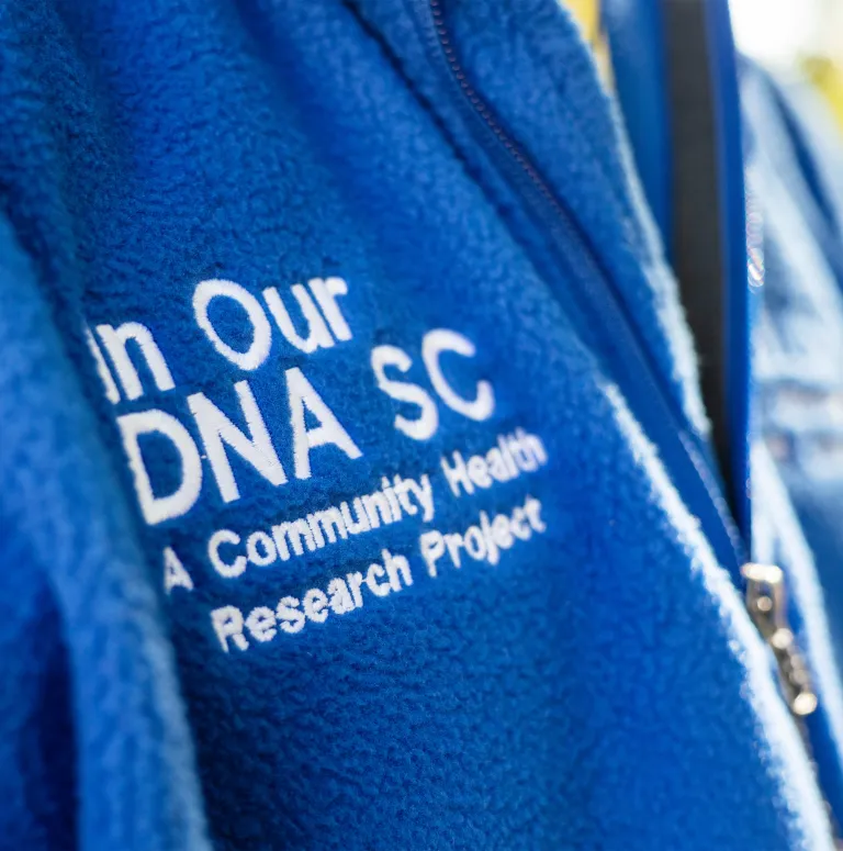 Close-up of Lee Moultrie’s In Our DNA SC community health research project jacket