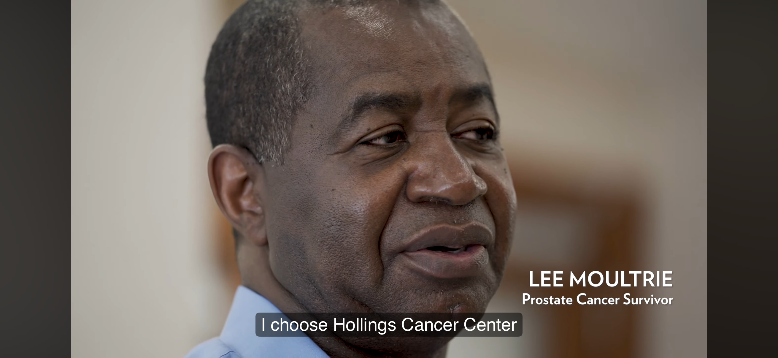 Lee Moultrie, prostate cancer survivor, saying I choose Hollings Cancer Center
