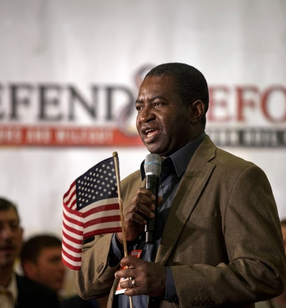 Lee Moultrie speaking at a public event