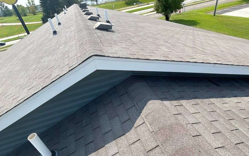 Hip and valley on the Super 8 roof in Owatonna, September 2022