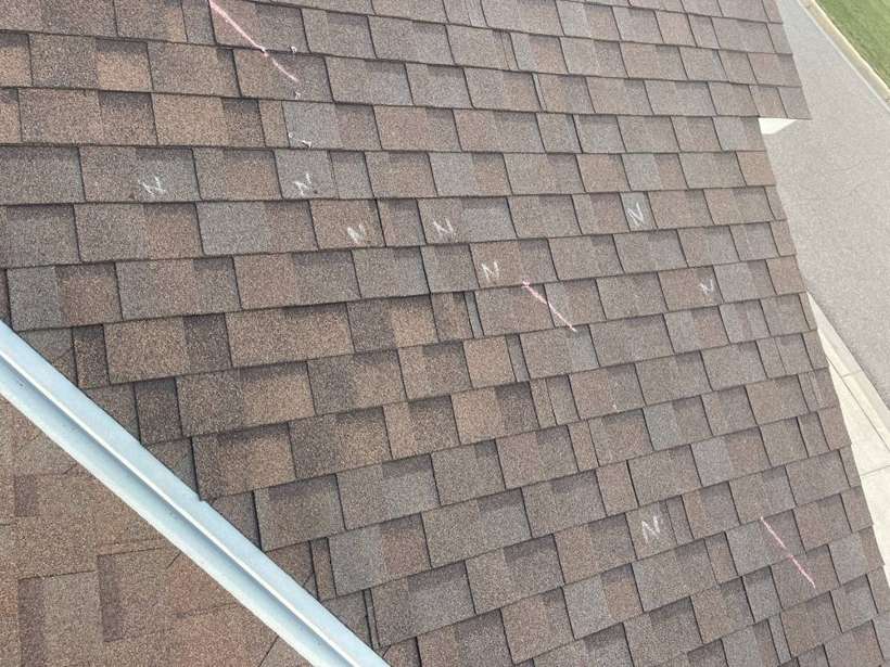 Shingle slope on a Pinecone Villas townhome in neighboring Sartell, September 2021