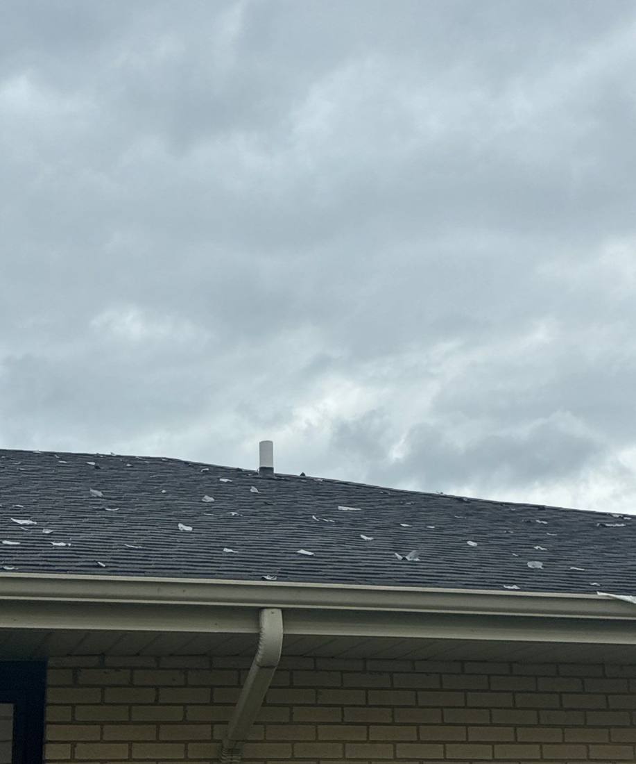 More chalk-marked hail hits on the same Darien roof slope, April 2026