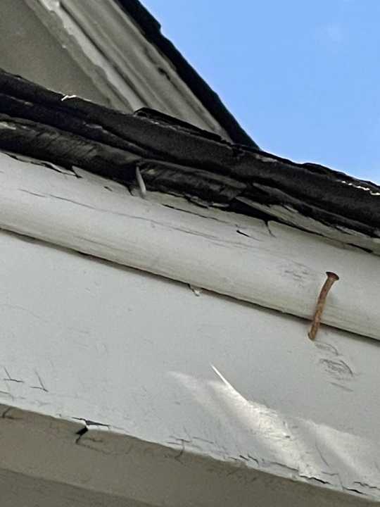 Rotted soffit and fascia under the roof edge of the New Prague home, August 2021