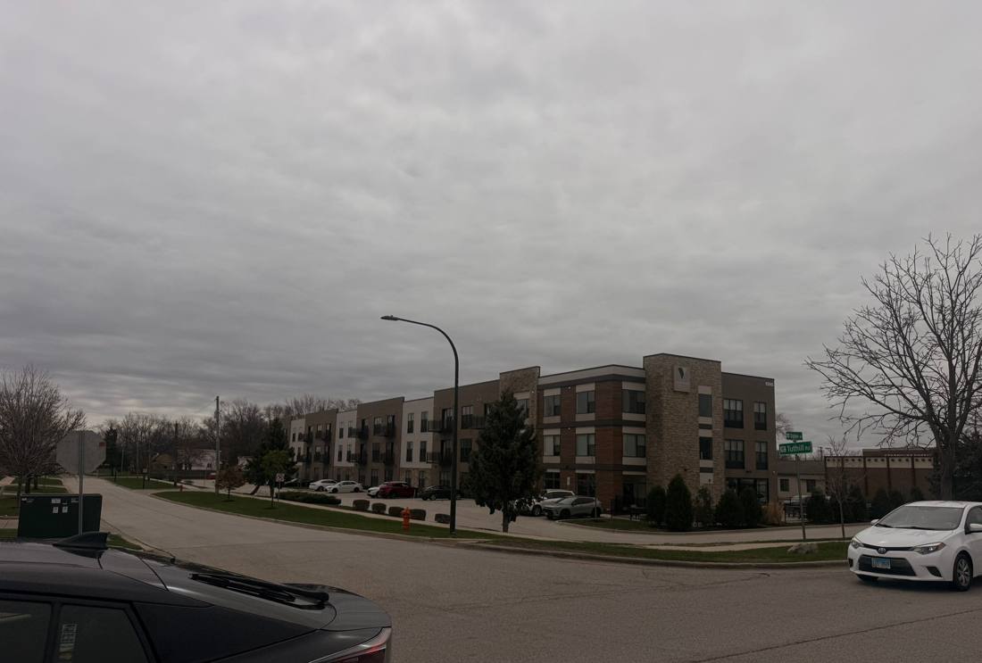 Vantage Naperville apartment building viewed from the street near Ogden Avenue and Tuthill Avenue, a Repair King commercial inspection