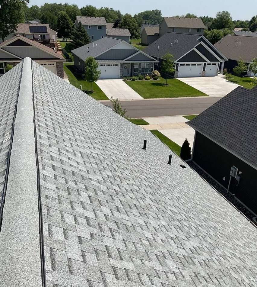 Looking along the ridge of a Blaine home toward the neighborhood, July 2023