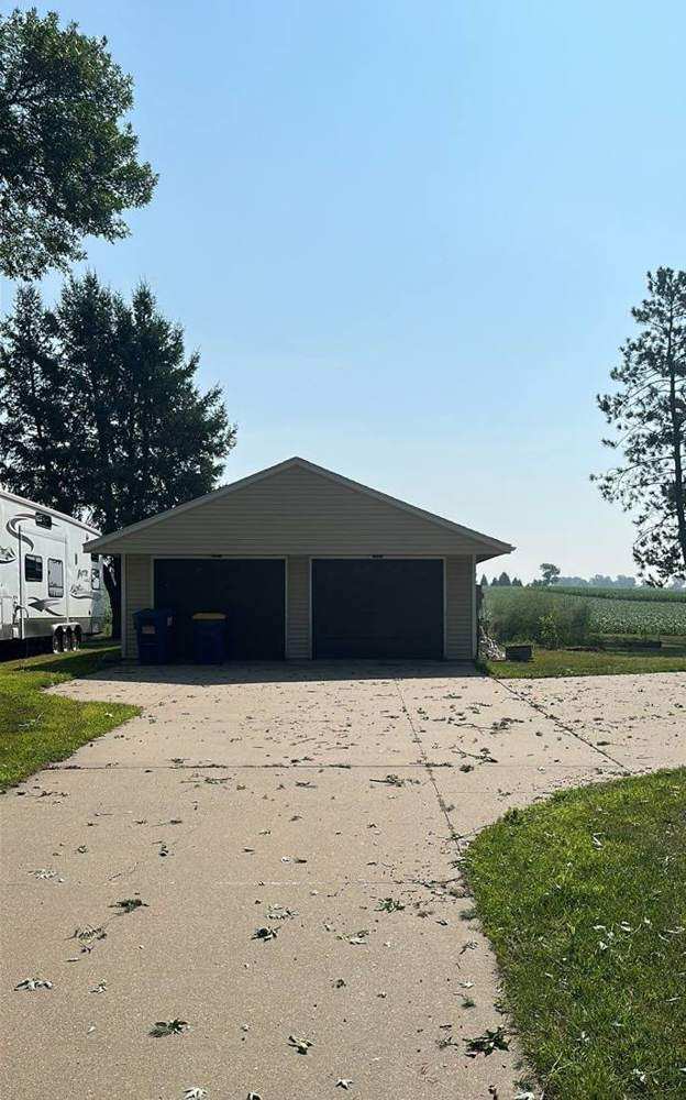 Detached garage roof on a Dennison-area property, July 2023