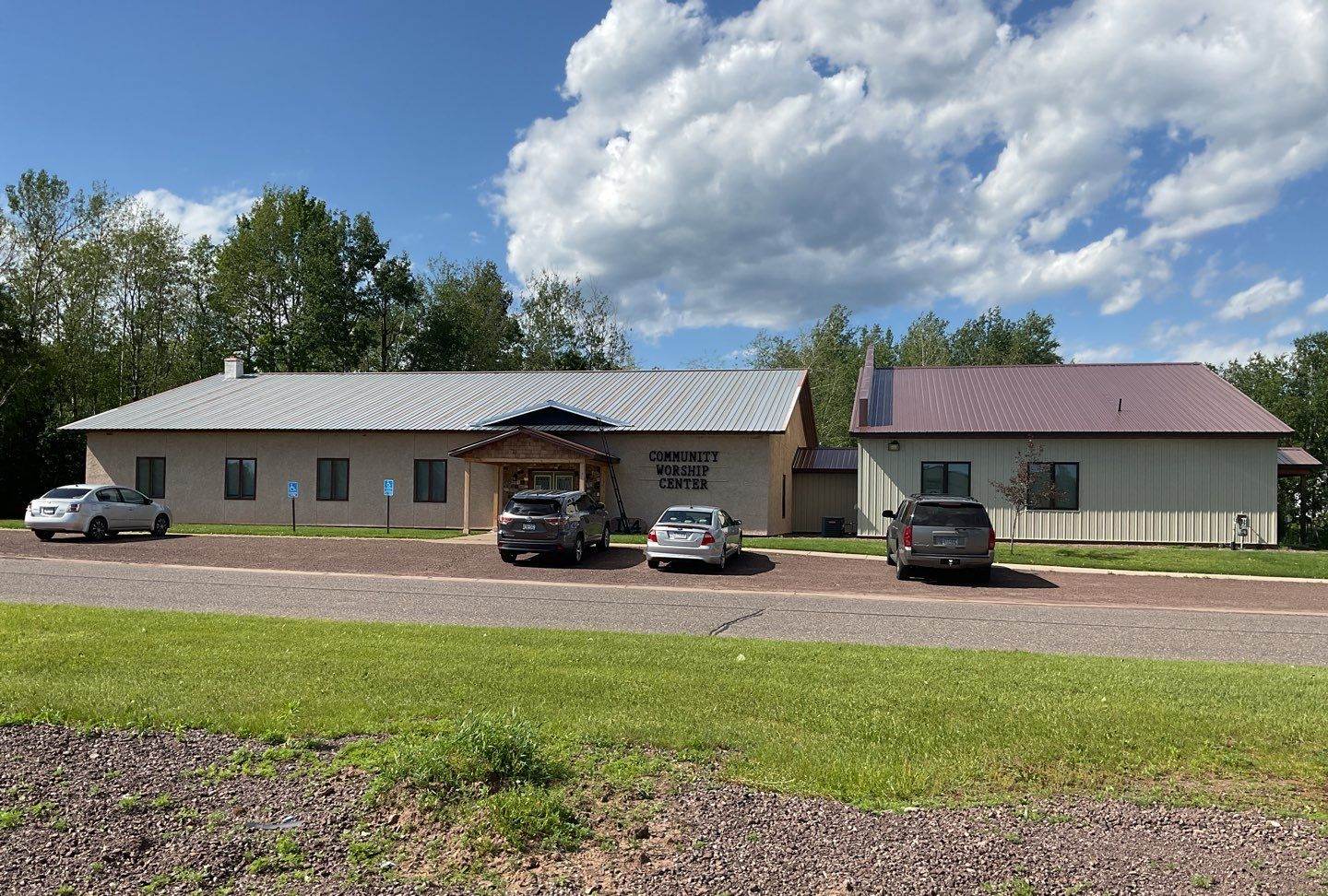Community Worship Center on Minnesota Street in Sandstone, MN, photographed by Repair King during a June 2024 roof project