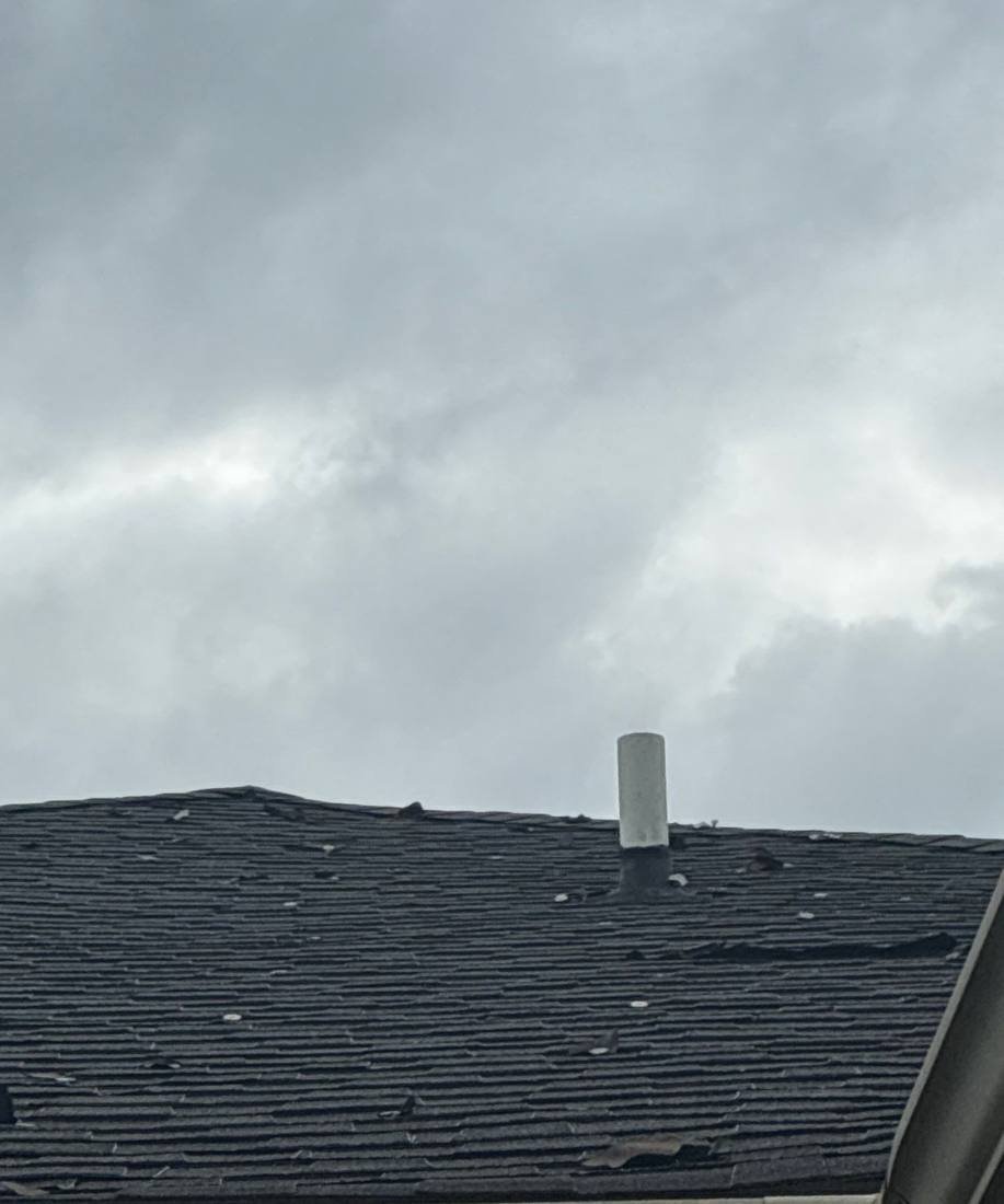 Chalk-marked hail hits on a Darien shingle roof, April 2026