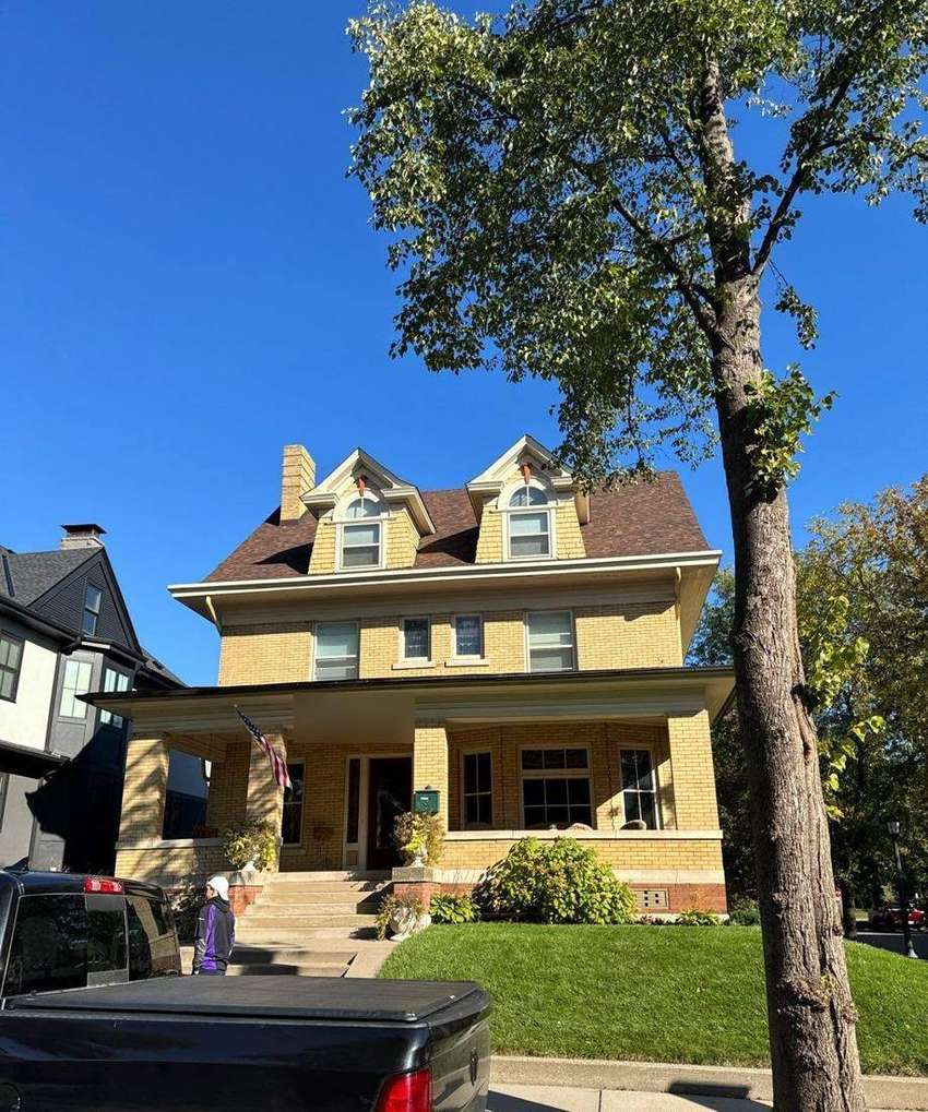American Foursquare home in south Minneapolis, photographed during a roof project, October 2023