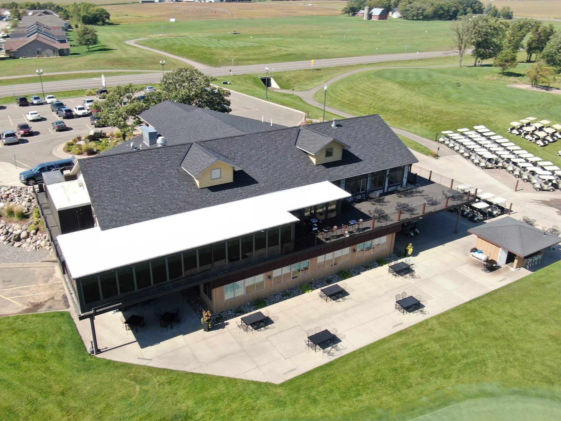 New shingle roof on a golf clubhouse, commercial roofing project