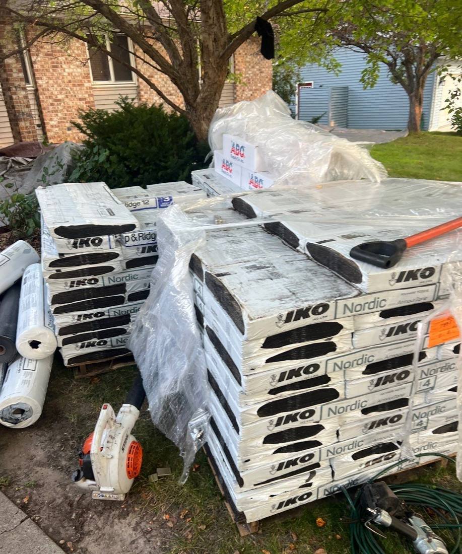 IKO Nordic shingles delivered for a Woodbury re-roof, August 2024