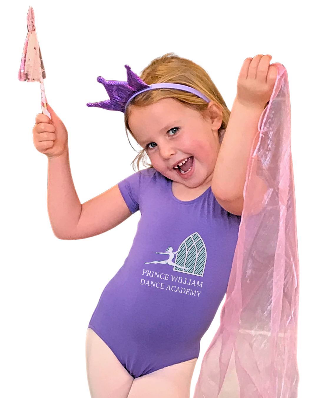 Little girl wearing tiara in summer dance camp at Prince William Dance Academy in Nokesville, VA