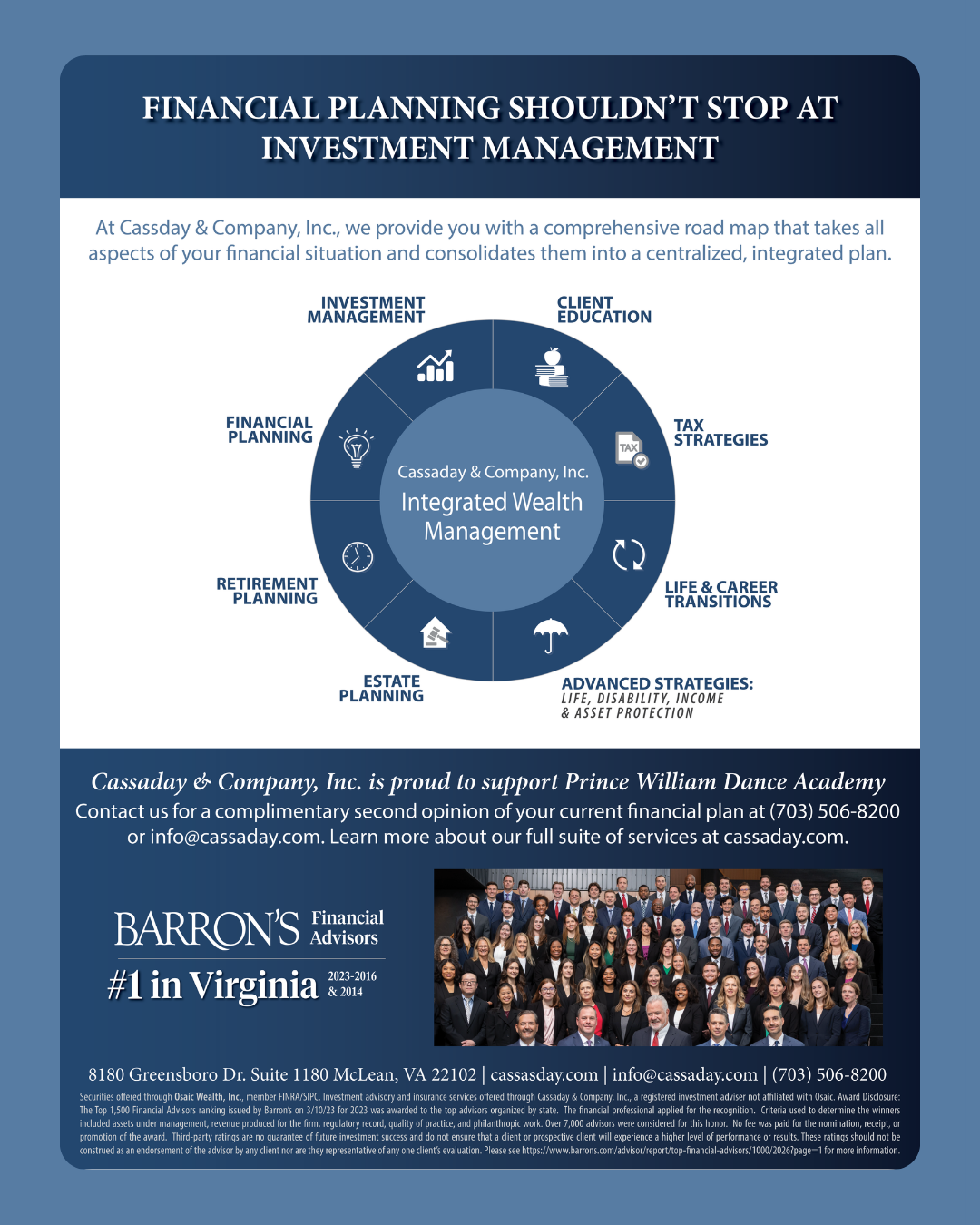 Cassaday & Company, Inc. — Financial Planning and Wealth Management — proud sponsor of Prince William Dance Academy 2026 Recital