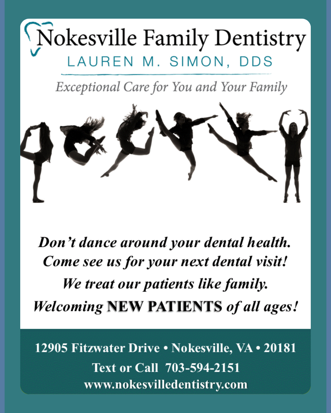 Nokesville Family Dentistry, Dr. Lauren M. Simon DDS — proud sponsor of Prince William Dance Academy 2026 Recital in Nokesville, VA