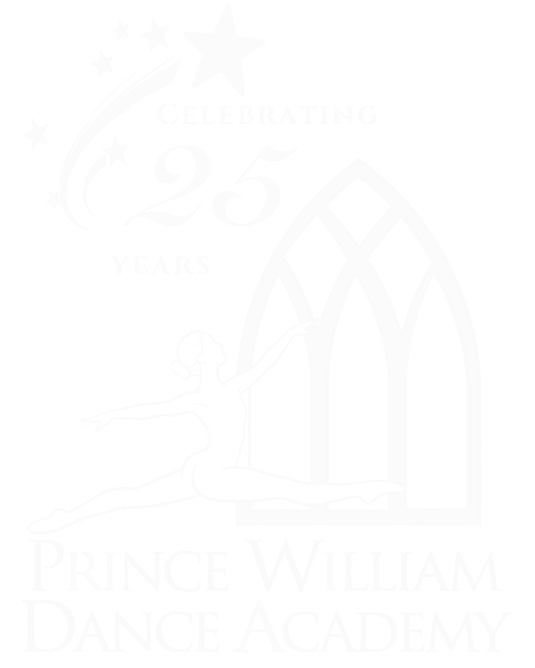 Prince William Dance Academy logo with the studio's celebration of 25. years in Nokesville VA