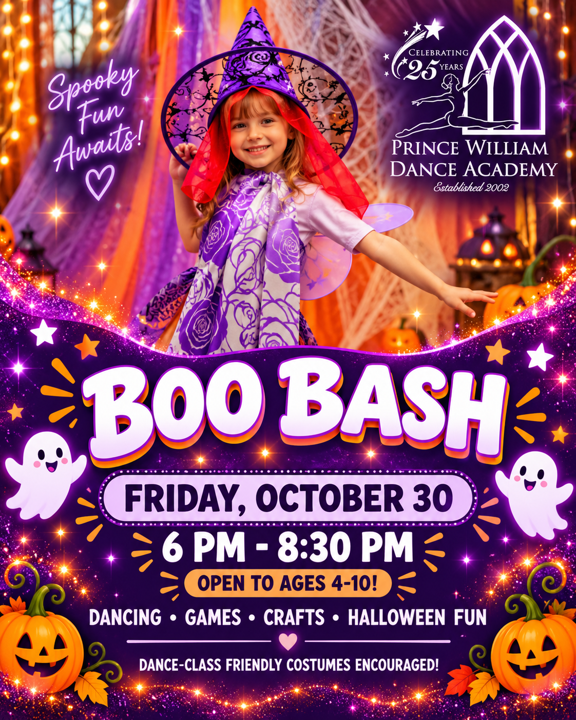 Kids Halloween Dance Party Boo Bash Event at Prince William Dance Academy in Nokesville, VA