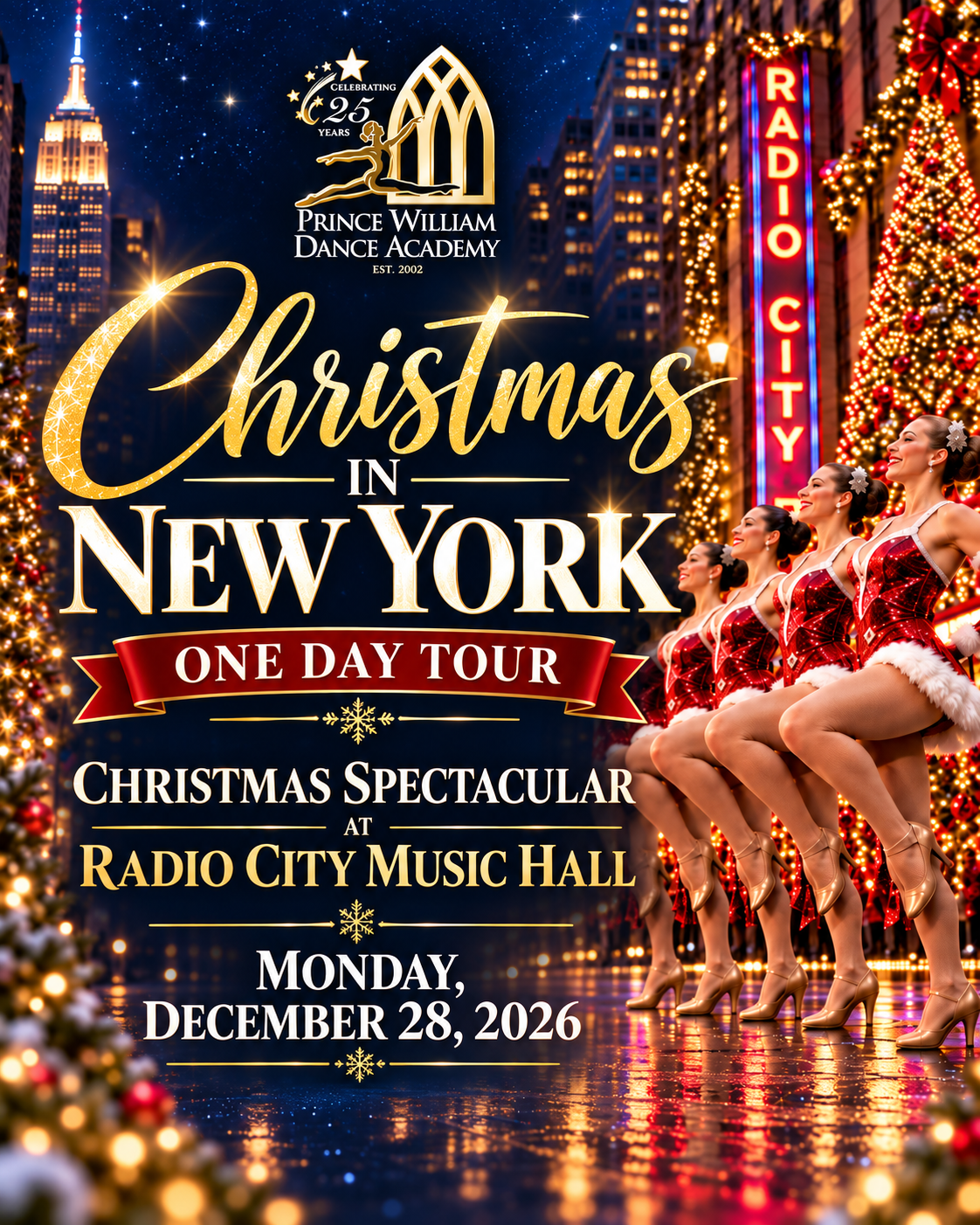 New York City Event Promotion as Prince William Dance Academy heads to New York City from Nokesville for one day trip for dancers, friends, and family