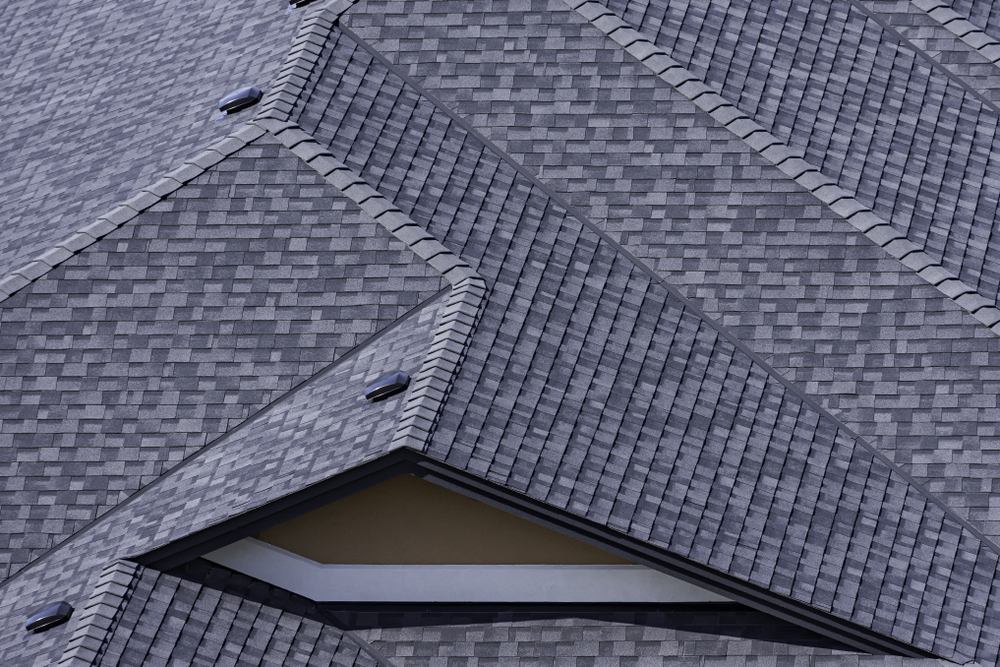 Close-up detail of professionally installed asphalt shingles