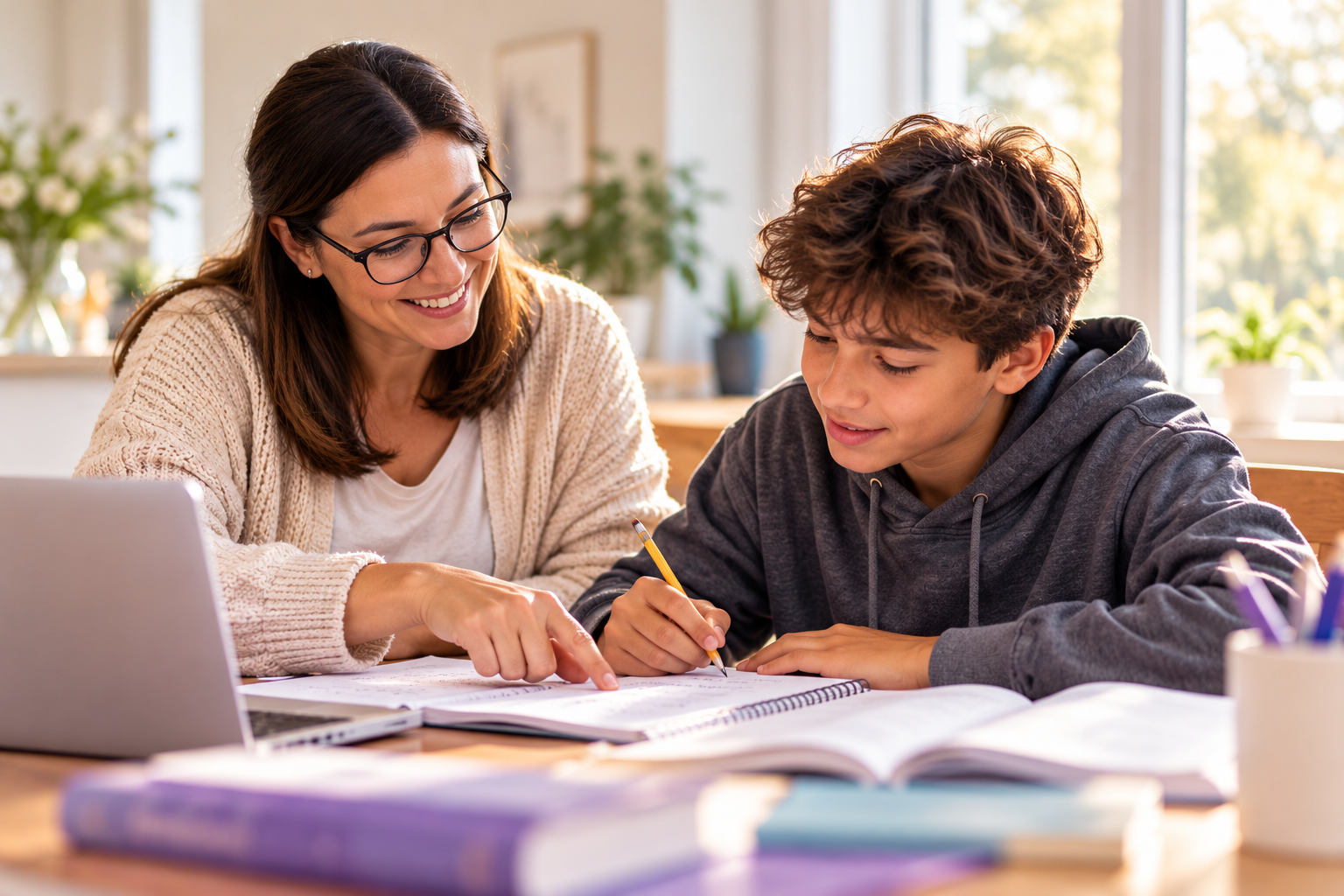 Student receiving personalized math tutoring