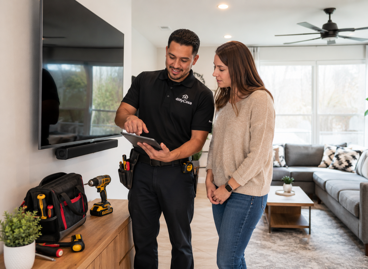 Professional 4MyCasa handyman helping a homeowner in San Antonio