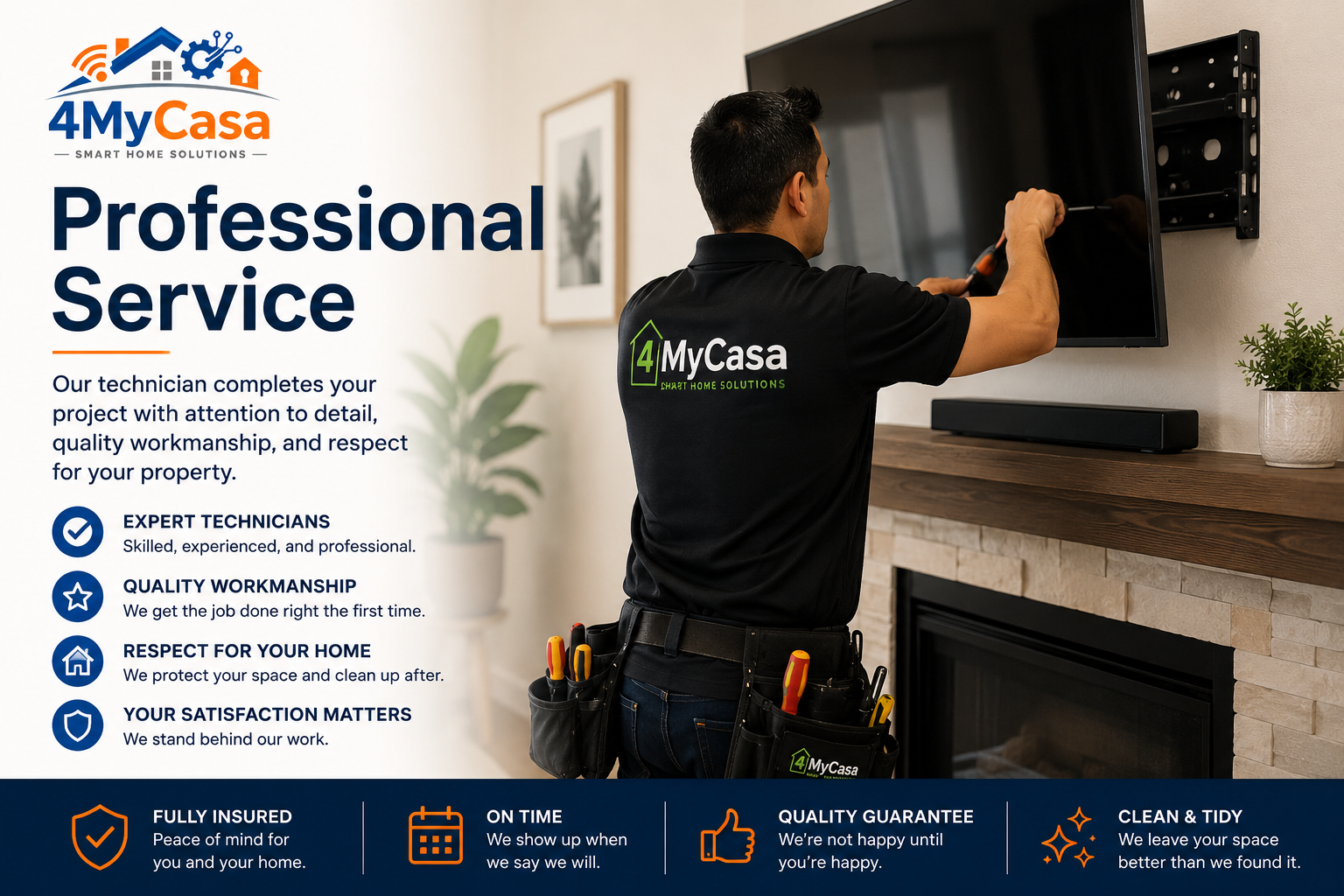 Professional handyman completing installation