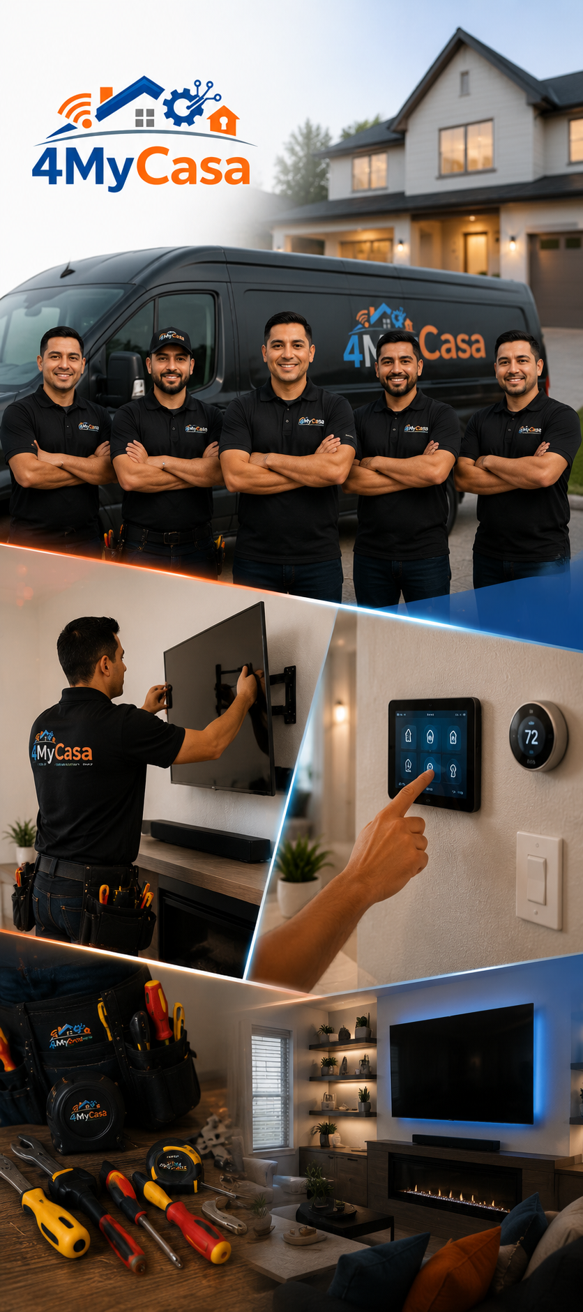 4MyCasa technician helping a homeowner with smart home technology and home improvement in San Antonio