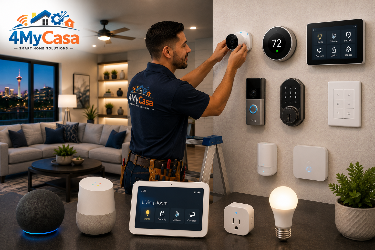 Smart home devices professionally installed by 4MyCasa in San Antonio