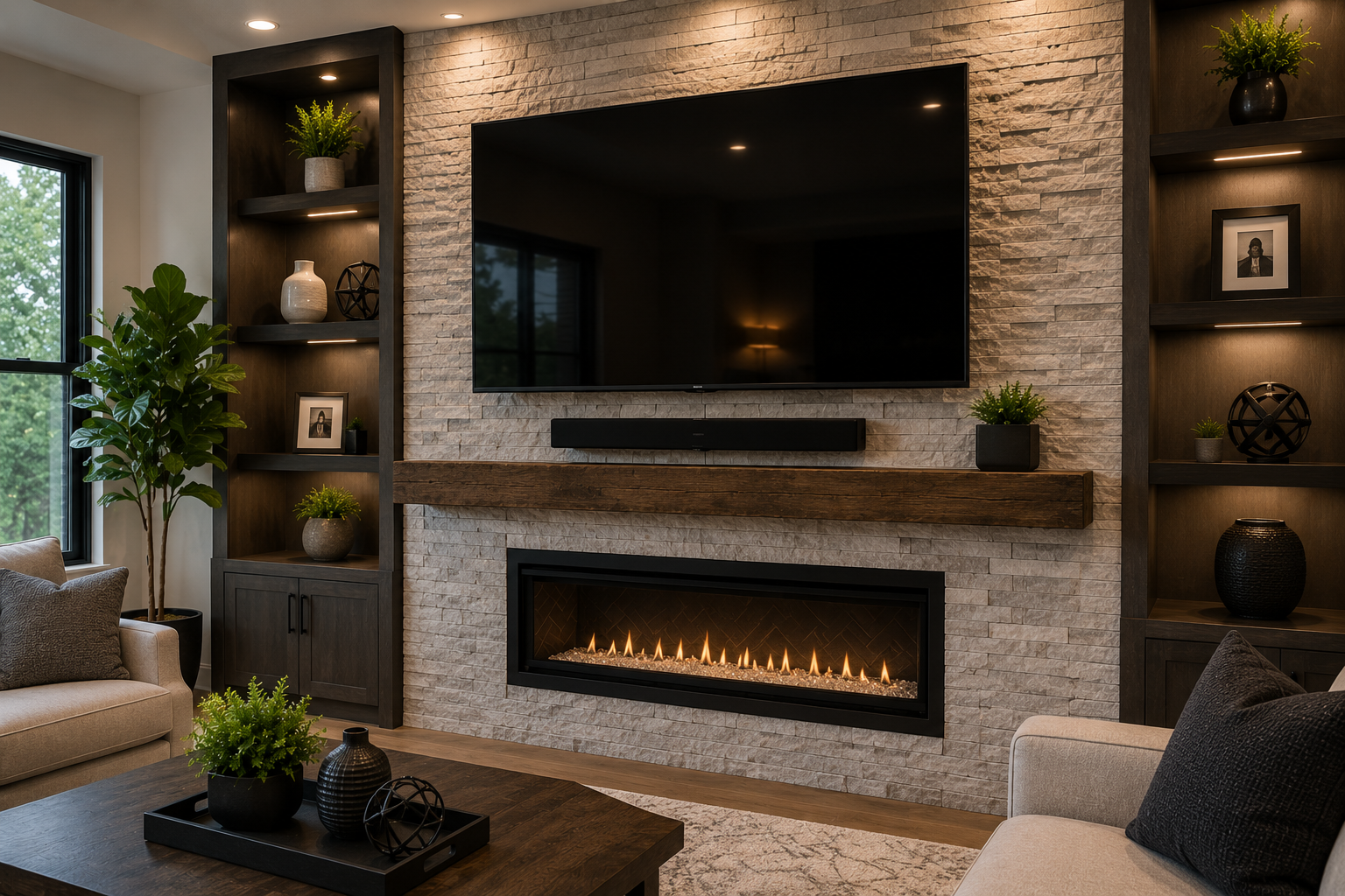 TV wire concealment and clean wall mounted TV installation in San Antonio by 4MyCasa