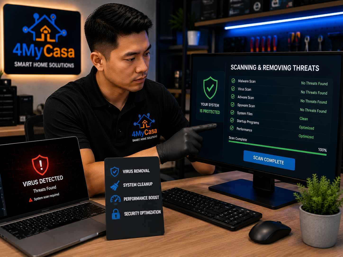 Virus removal and computer performance optimization in San Antonio by 4MyCasa