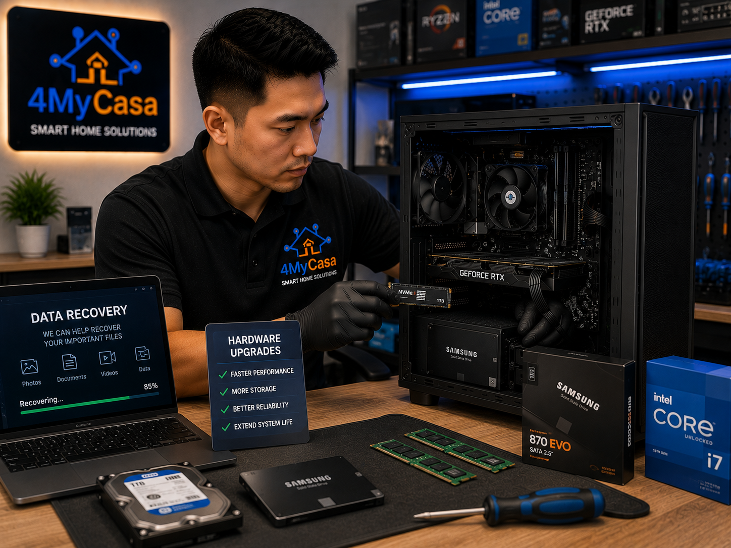 Computer data recovery and hardware upgrades in San Antonio by 4MyCasa