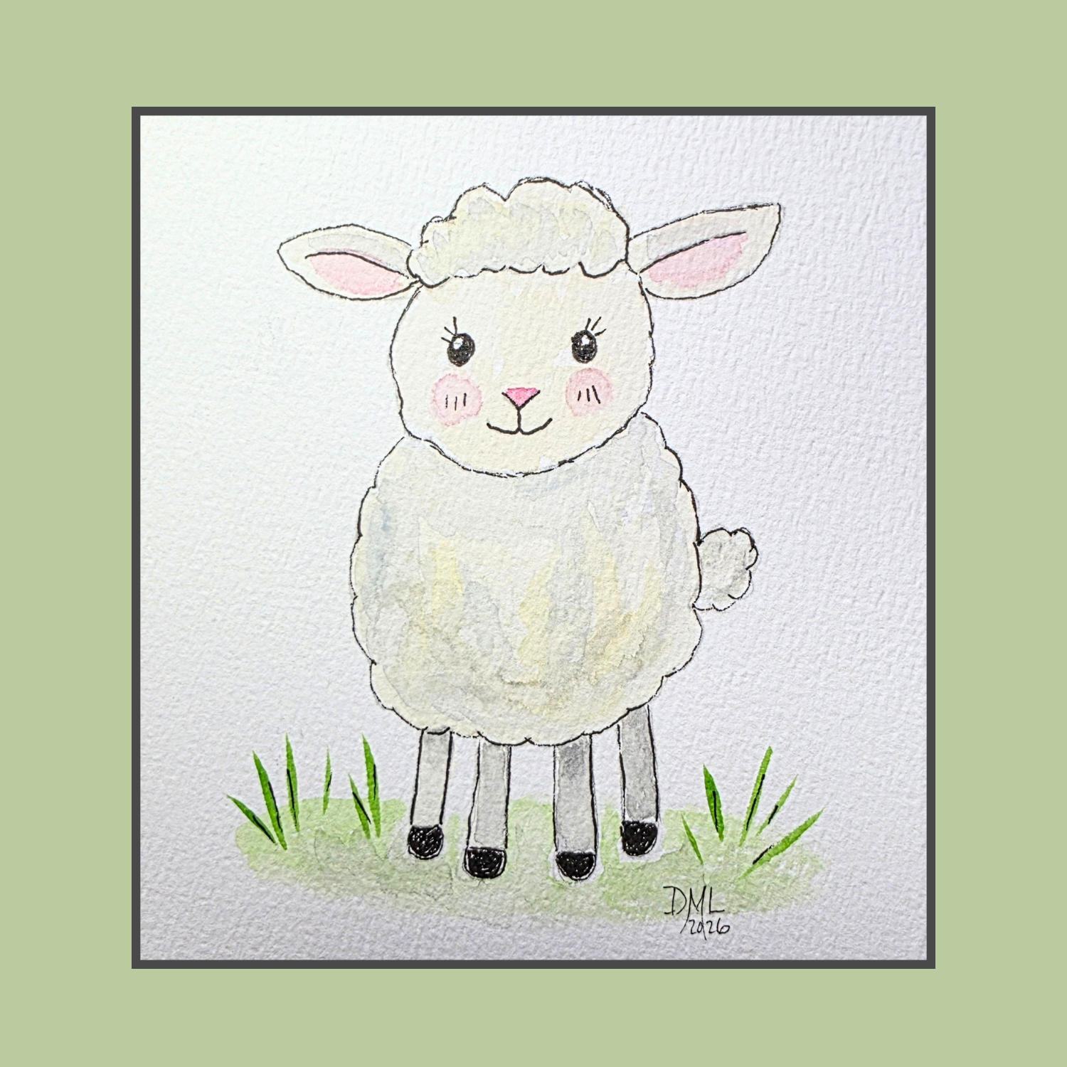 Sweet spring lamb watercolor painting — beginner watercolor painting for spring by Donna Loeffler Sweet spring lamb watercolor painting — beginner watercolor painting for spring by Donna Loeffler