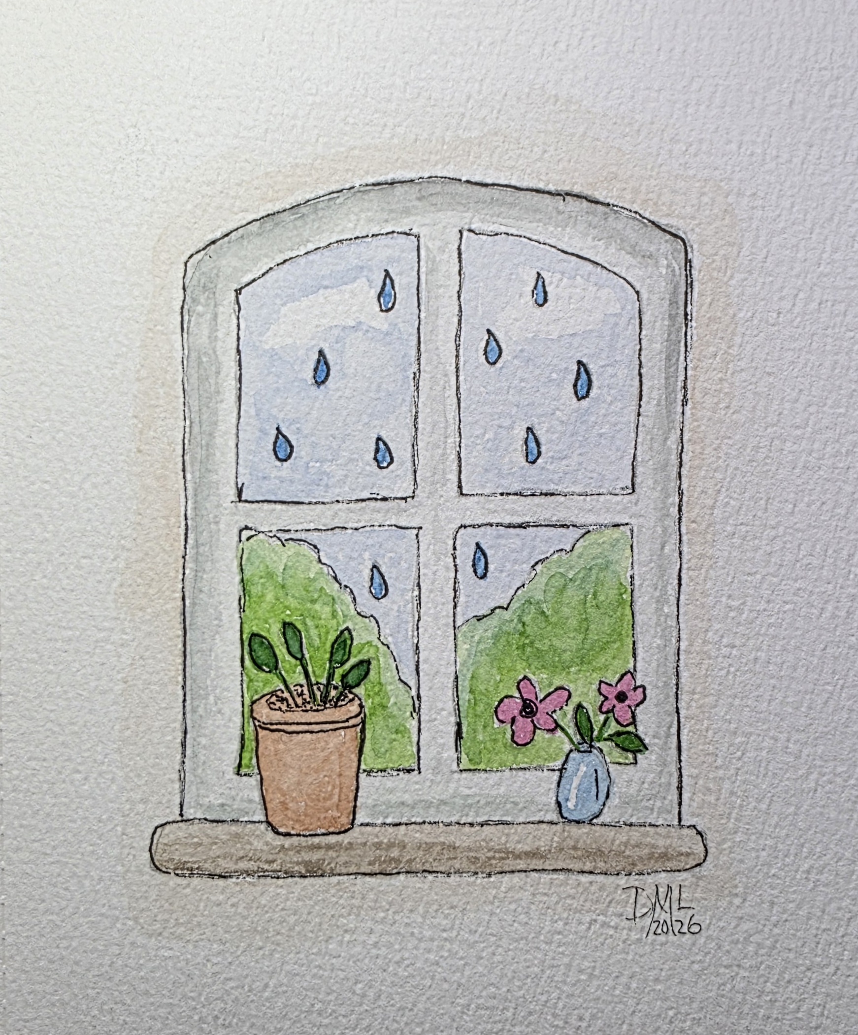  Rainy Day Watercolor Window | Beginner Watercolor Painting for Spring