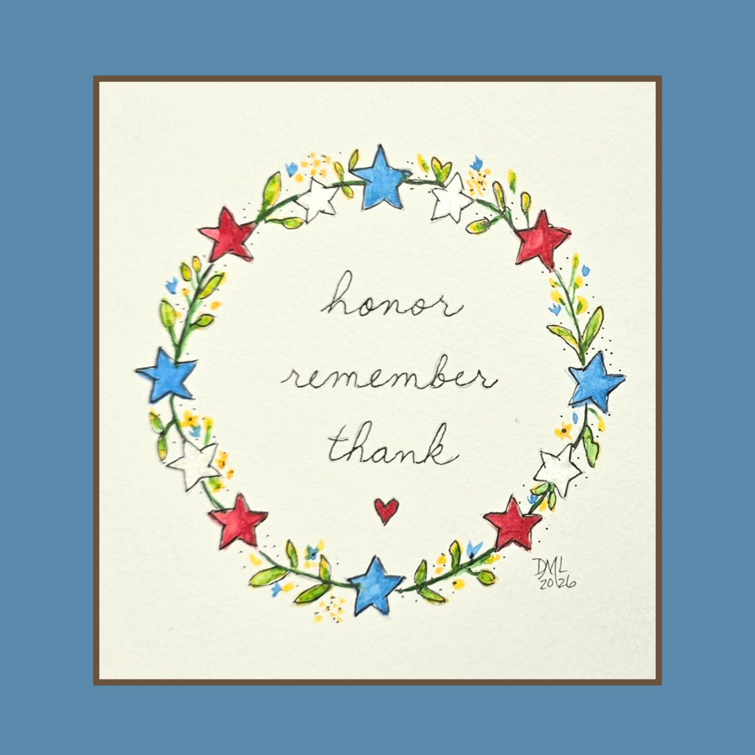 Memorial Day Wreath in Watercolor Memorial Day Wreath in Watercolor