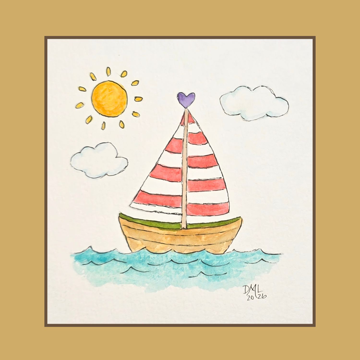 Beginner watercolor sailboat 