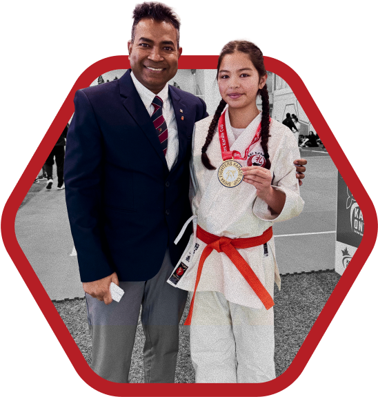 Image of students practicing karate at Rei Karate in Barrie, emphasizing the benefits of focus, discipline, and respect.