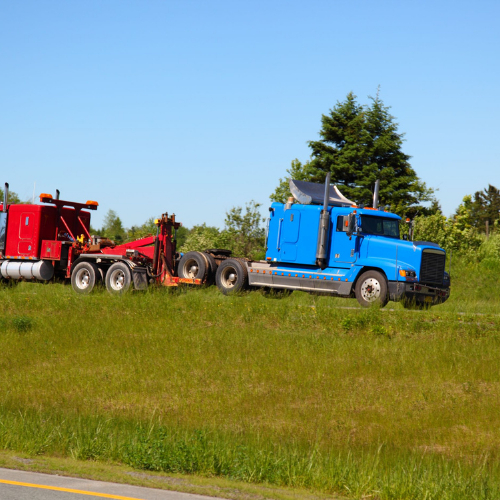 Commercial vehicle being towed
