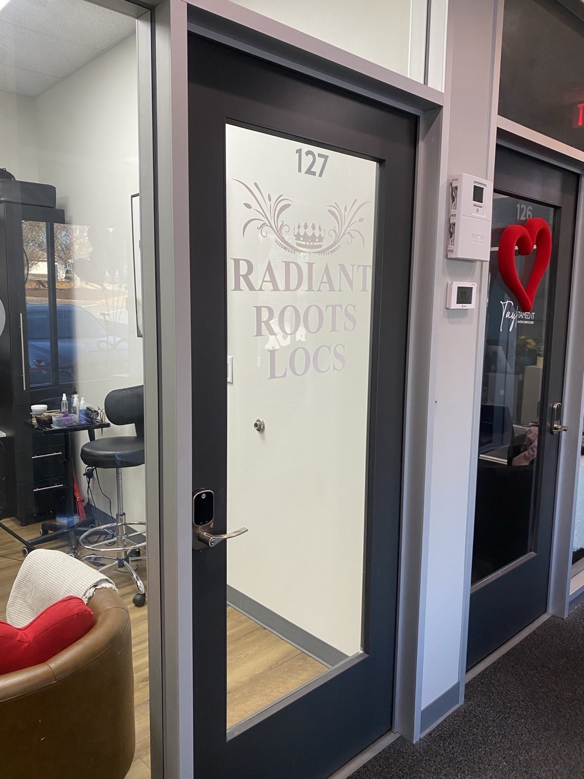 Radiant Roots Locs studio inside Vivid Salon Suites in Marietta Georgia