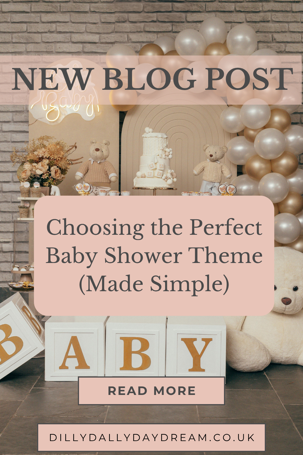 choosing the perfect baby shower theme made easy with party cake and ballons pinterest pin 