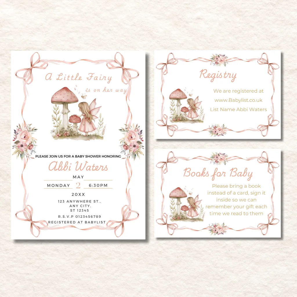 little fairy baby shower invitation set little fairy baby shower invitation set