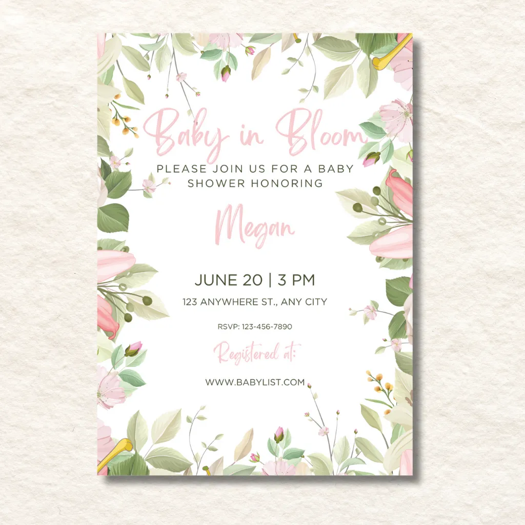 baby in bloom 1 invitation baby in bloom 1 invitation