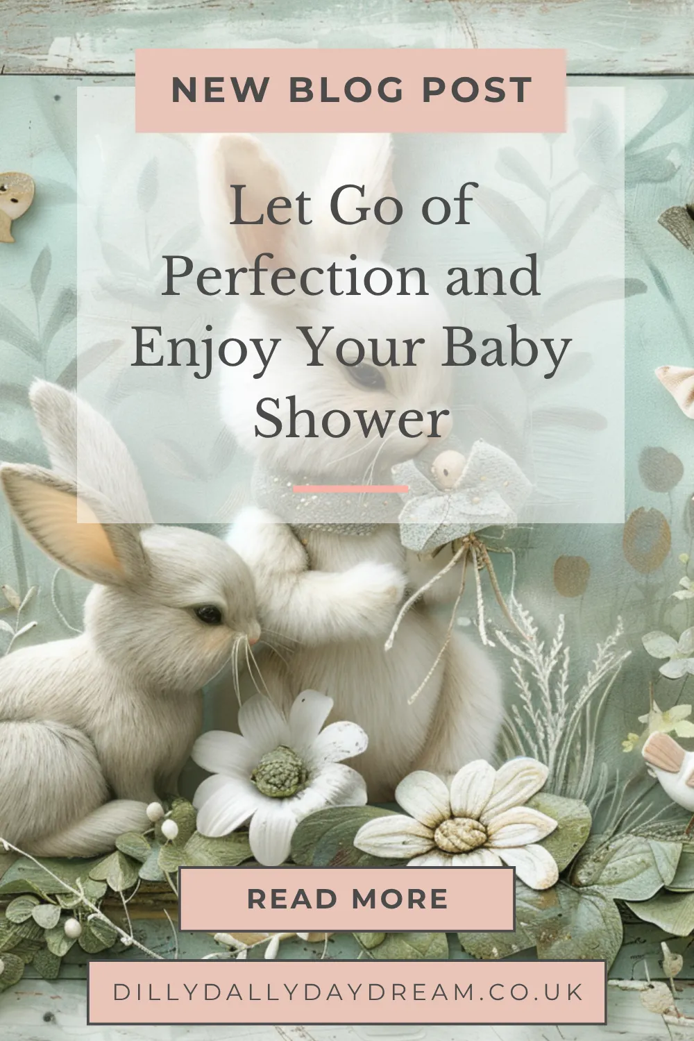 animated bunnies with soft florals let go of perfection pinterest pin