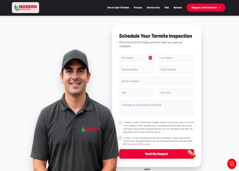Landing page for pest control company