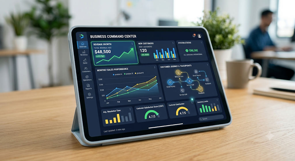 Analytics dashboard showing AI phone agent call volume and booked appointments for a local business