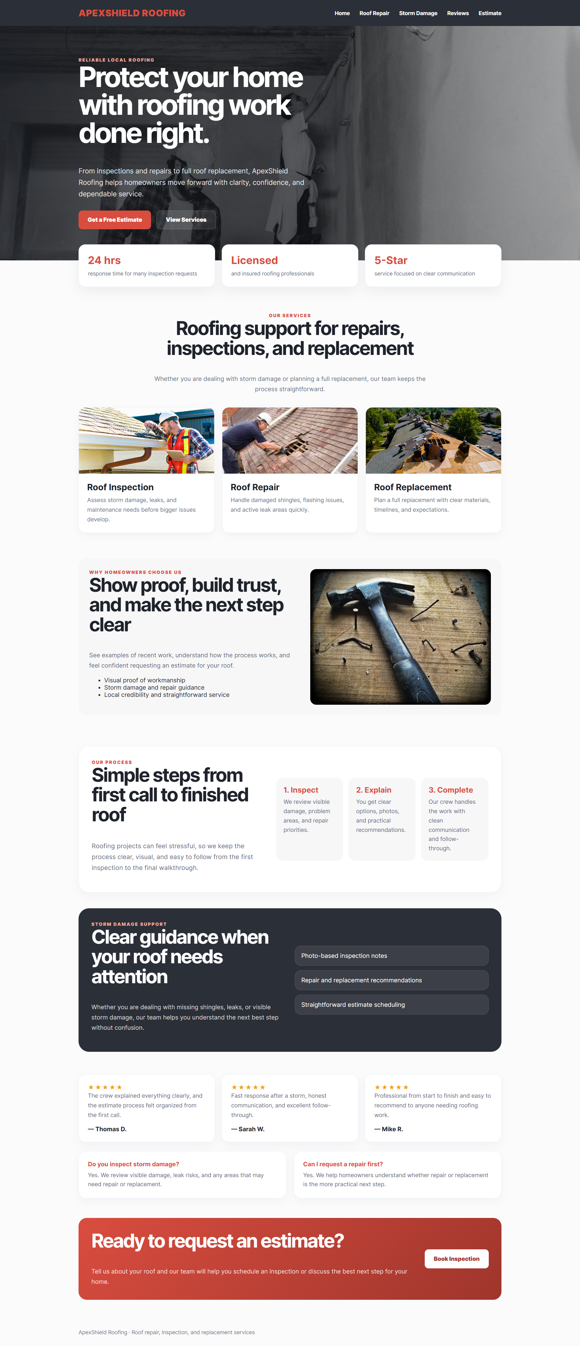 Roofing website preview