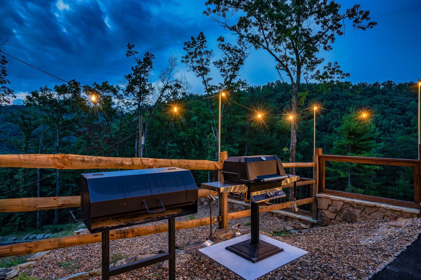 Outdoor grill station — gas grill and offset smoker