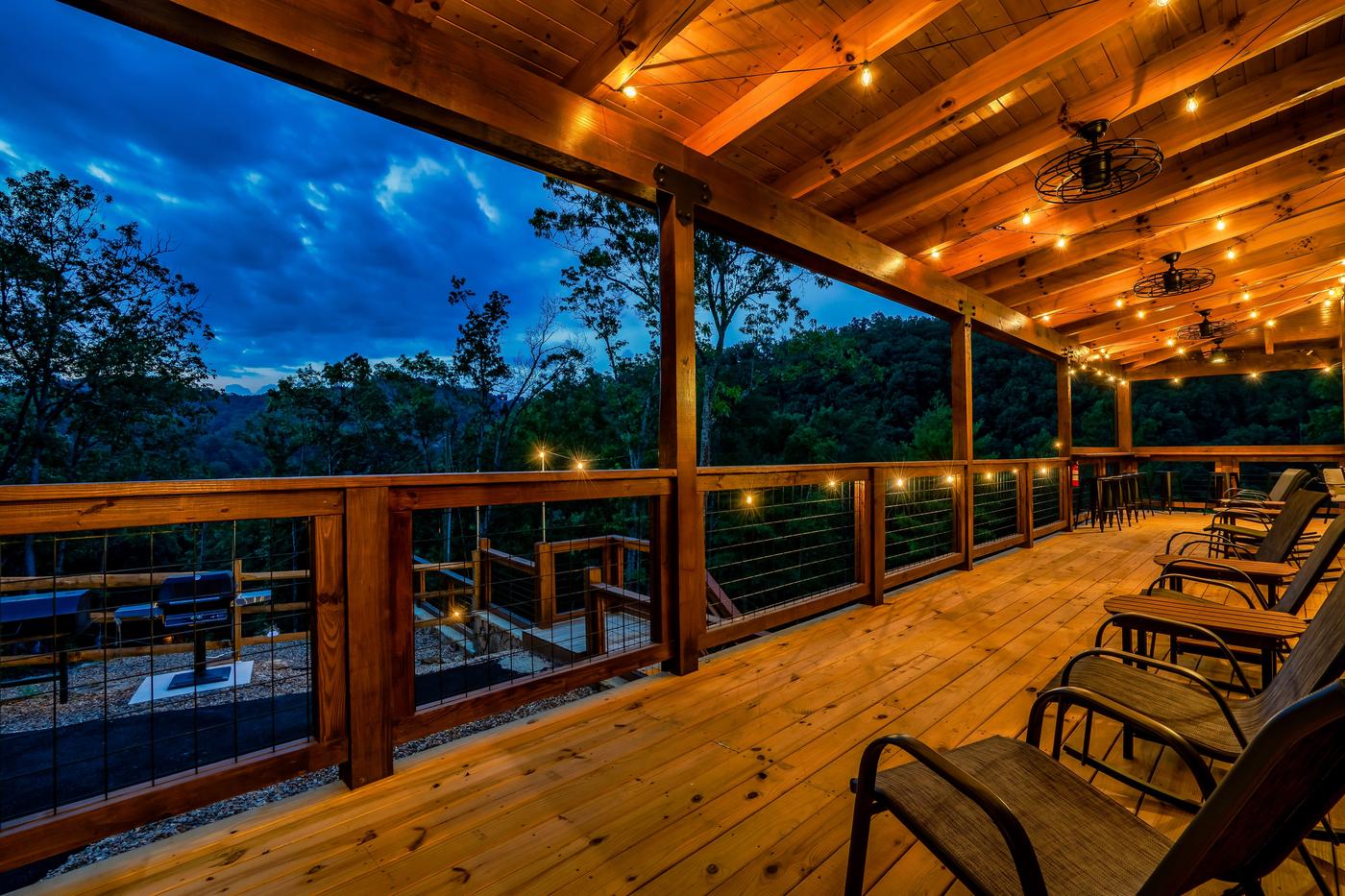 Main upper deck — lounge seating with mountain views