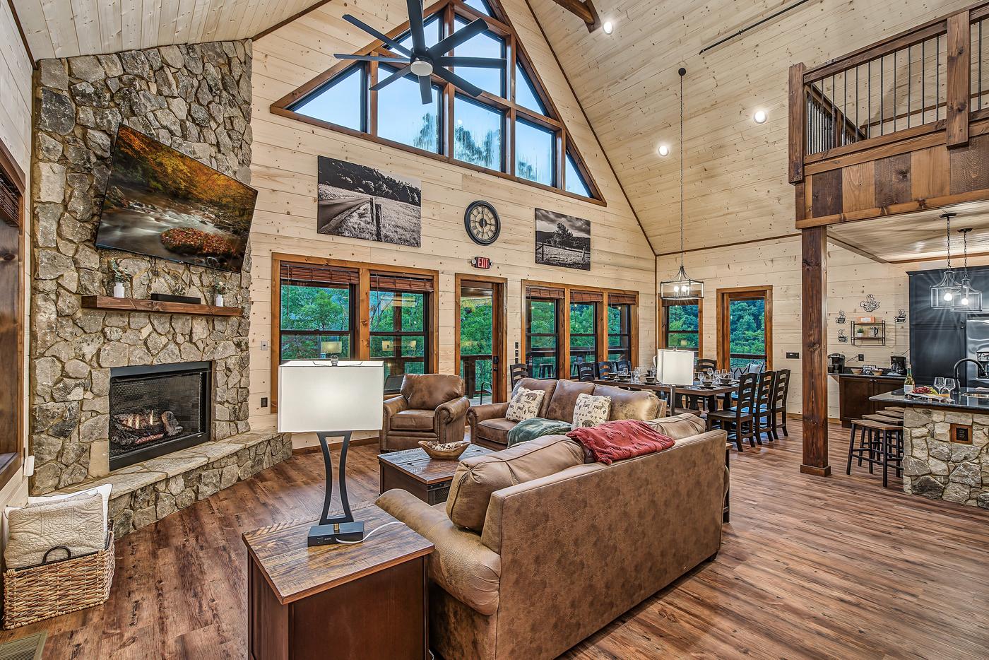 Great room — open floor plan with kitchen and loft