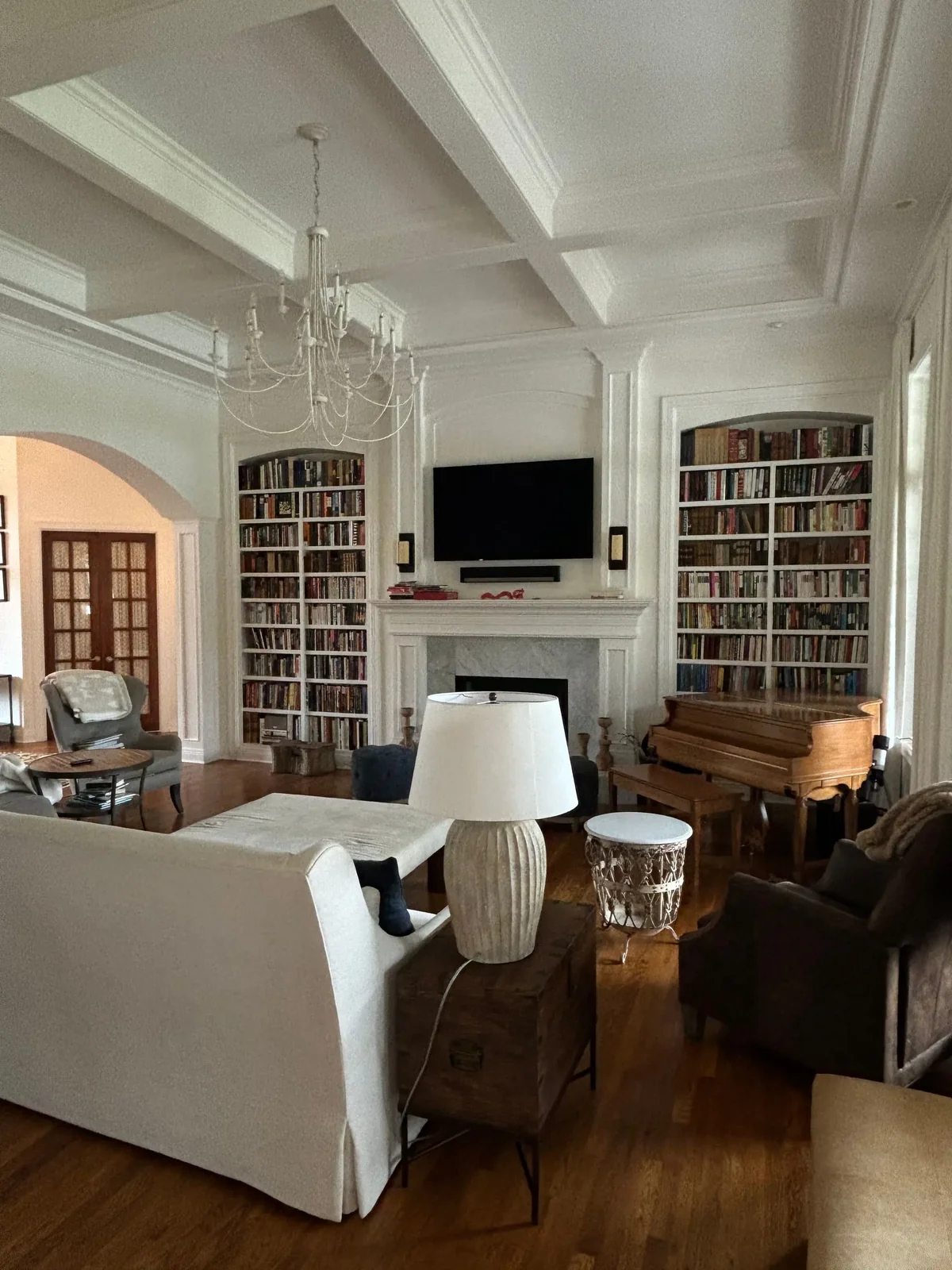 Interior room with freshly painted walls and detailed trim