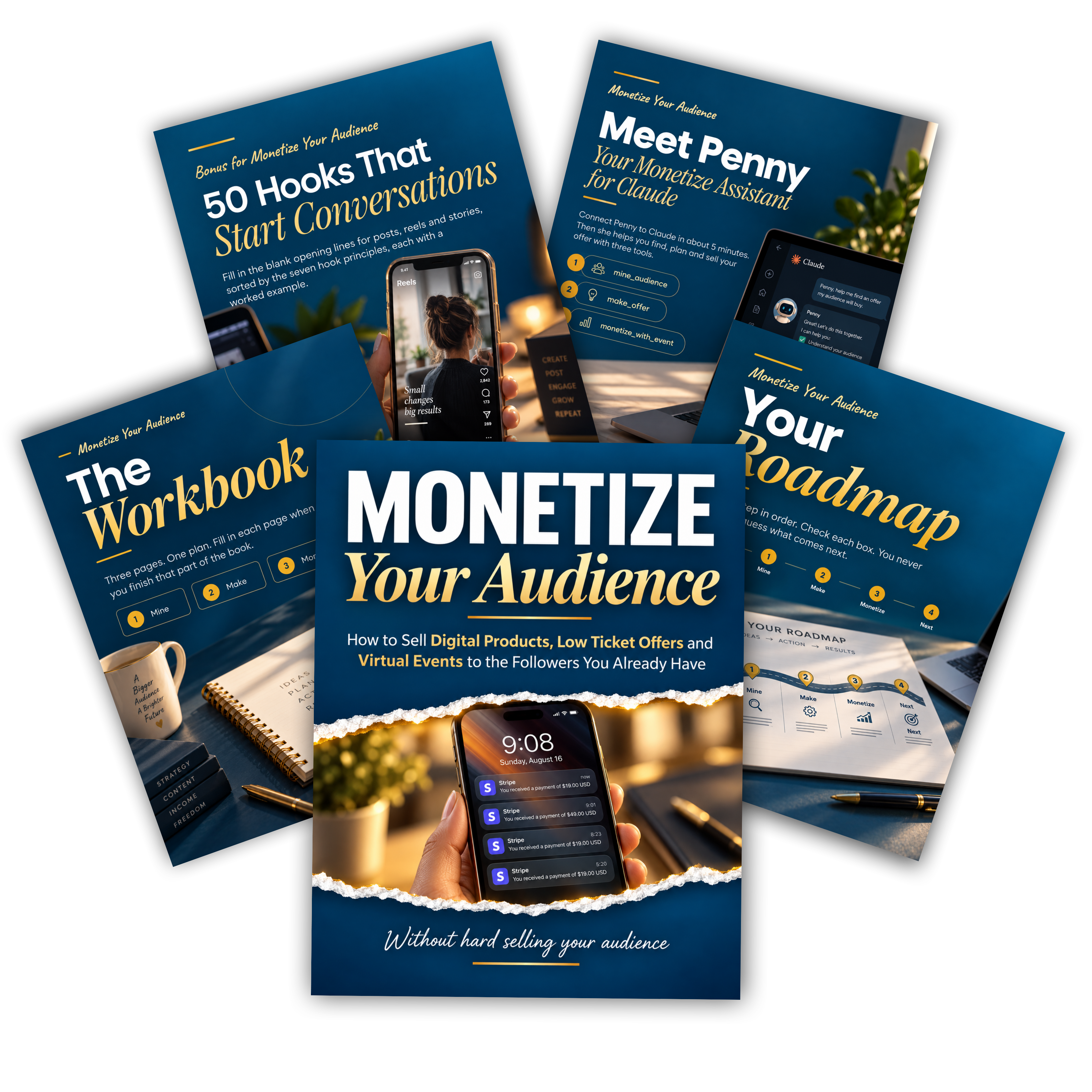 Monetize Your Audience: the ebook, roadmap, workbook, 50 Hooks bonus and Penny