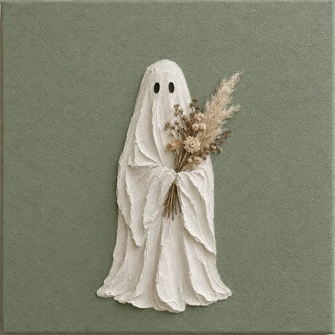 Model de inspirație de Halloween: Fantoma cu flori uscate